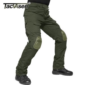 Tacvasen Mężczyźni Wojskowe spodnie z podkładkami kolanowymi Airsoft Tactical Cargo Spodnie Army Żołnierz Combat Spodnie Spodnie Paintball Odzież 211112