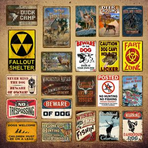 Man Cave Warning Hunting Tin Sign Vintage Wall Decor For Farm House Gun Shop Decorative Plate Hunter Warning Beware of Gift Deer Poster Size 30X20cm