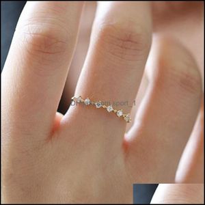 Band Rings Jewelrysier Plating 14K Gold Fashion Simple Diamond Ring Women Exquisite Sweet Wedding Jewelry Aessories 684 Z2 Drop Delivery 202