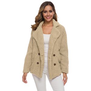 Moda-2019 Designer Casaco Americano Outono e Inverno Popular Sweater de Pelúcia Com Pelúcia e Espessado Dupla Breasted Lamb Coat Feminino