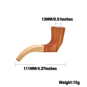 Creative Handmade Wood Smoking Pipe 113MM With Metal Bowl Double Color Tobacco Pocket Size