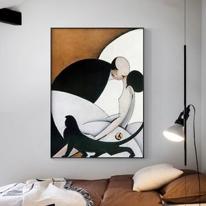Paintings Modern Painting Abstract Kissing Couple Canvas Poster Print Fashion Wall Art Pictures For Living Room Bedroom Cuadros Home Decor