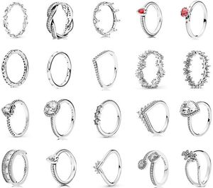 Alta Qualidade 100% 925 Sterling Silver Fit Pandora Anel Anel Anel Mulheres Glitter Daisy Crown Jóias Jóias Amantes de Noivado Moda Casal de Noivos para as Mulheres