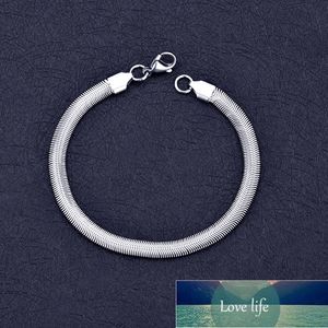 Partihandel Lågt pris Rostfritt stål Silverfärg Flat Snake Chain Armband 6mm X20cm Fashion Unisex Smycken Julklapp Fabrikspris Expert Design Kvalitet