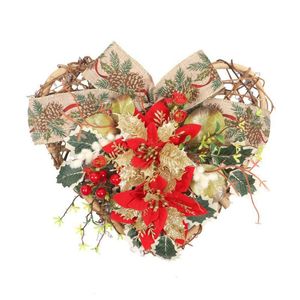 Christmas Decorations Flower Decoration Wall Hanging White Border Leaf Ribbon Wreath Bow Door