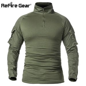 Men s T Shirts ReFire Gear Men Army Tactical T Shirt SWAT Soldiers Combat T Shirt Long Sleeve Camouflage Shirts Paintball XL