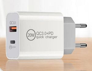 20 W Hızlı Şarj QC 3.0 Tipi C USB PD Duvar Şarj AB ABD Fişleri Hızlı Şarj Adaptörü USB-C Ev Güç Adaptörleri