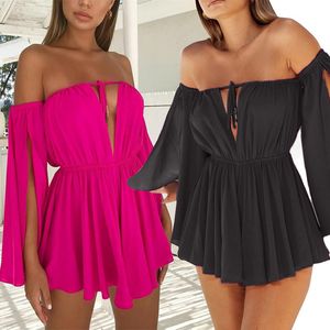 Moda Damska Dress Off Ramię Mini Sukienki Sexy Slash Neck Sukienki Summer Casual Bez Rękawów Beach Suknie Topy Ubrania Nowy