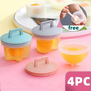 4Pcs Egg Steamer Heart&Flowers Shape Cooking Mold Poacher Holder Kitchen Gadgets Fried Tool Give A Free Brush
