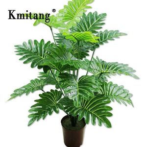 65cm 18 Fork Tropical Monstera Large Artificial Tree Plastic Plants Branch Fake Palm Leaf False Tree Leaves For Home Party Decor 210624