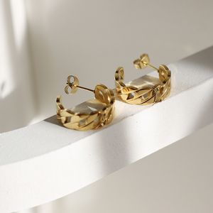 Amaiyllis 18K Stud Hollow Chain Small Hoops Earrings Gold Color For Women Ear Summer Jewelry