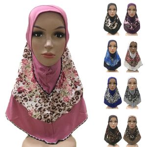 Ramadan Muslim Women Amira Hijab Scarf Bön Turban Headscarf Wrap Blommig Tryckt Hat Head Cover Shawl Headwear Islam One Piece