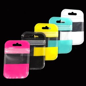 1000Pcs Long Style Black White Clear Plastic Zipper Storage Bag with Hang Hole Pouches Electronic Accessories Jewelry Self Seal Bags