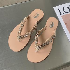 Sandały ZAR Summer Fashion Shoes for Women Sandal Fairy Fairy Wedge Heel Bohemian Diamond Flip Flop Flat Plus Size