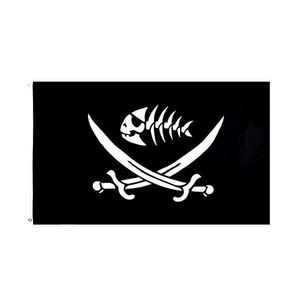 Piratfisk 3x5ft flaggor utomhus 150x90cm banners 100d polyester högkvalitativ livlig färg två mässingsgrommets