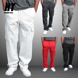 Mäns Sportkläder Joggare Fitness Training Cargo Sweatpants Loose Elastic Midja Märke Byxor Bottur Andas Muskel Män Byxor 211201