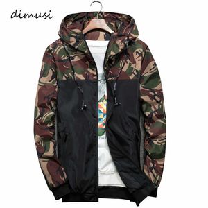 Dimusi Mäns Jackor Vår Höst Kamouflage Militär Hooded Coats Casual Zipper Man Tunna Windbreaker Mens Märke Kläder 6XL 210927