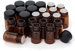 1ml 2ml 3ml 5ml Small Amber Glass Sample Bottle With Orifice reducer black cap Refillable Bottles Vials