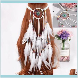 Araçlar Productshandmade Dream Catcher Tüy Kafa Bohemian Etnik Tarzı Rüya Eşyası Doğal Po Saç Aessories Halat1 Bırak Teslimat 2021 HRNVO