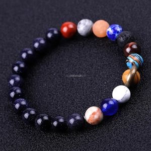 Natural Stone Universe Solar Sun Bracciale Perline fili Lava Rock Tiger Eye Bracciali turchesi per donna Uomo Gioielli di moda