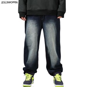 Jeans da uomo Mens Hip Hop Skateboarder Taglie forti Pantaloni larghi larghi in denim Gamba larga Streetwear Indumento lavato