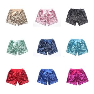 Abbigliamento per bambini Pantaloncini con paillettes per bambini Pantaloni con glitter estivi Pantaloni con bowknot luminosi Pantaloncini per boutique di moda Pantaloncini da ballo per ragazze Bling T2I52286