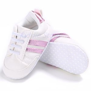 First Walkers Borns Purple Striped Leather Sport Sneakers Toddlers Prewalkers Shoes Baby Girl Boys Soft Cotton Crib Fit 0 6 18 Month
