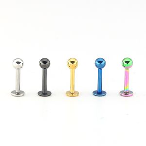 Kirurgisk Stål Lip Stud Labret Ring Nail Body Piercing Smycken Öron Tragus Flat Brusk 16g 3mm Boll Guld Örhänge