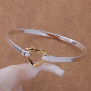 Ab024 Hot Sterling Bangle Bracelet, Fashion Jewelry Heart Shackle /afjaiwqa Ahzaizga Silver Color Q0719