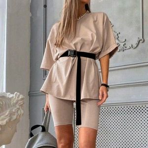 Kvinnor Kausal Two Piece Passar Mode Toppar och Shorts Suit Sports Tracksuits Home Wear Summer Kvinna Cykeldräkt Outfits