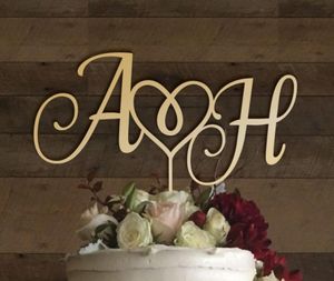 Annan Event Party Supplies Wedding Cake Topper, Toppers för Bröllop, Toppar Hjärta, Rustik Initial Custom Vi