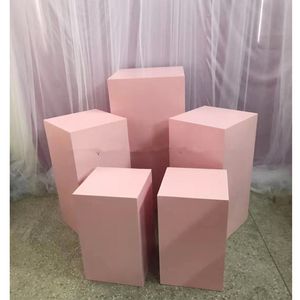 decoration Colorful blue and pink acrylic metal plinth square stand pillar cake stands for baby birthday party decoration senyu864