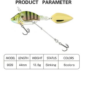 44mm / 136g VIB Metalowa Przynęta Wędkarska Treble Hak Cekiny Woblery Shot Crankbaits z długim hakiem Bass Tonsting Spinner Tackle