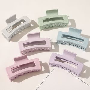 Women Large Size Square Hollow Hair Claw Clamps Frosted Candy Colors Geometric Acetate Hairpin Girls Bath Clip Makeup Clips