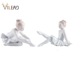 Vilead Ceramiczny Biały Balet Dancing Dziewczyna Figurki do wnętrza Nordic Creative Statues Sweet Home Decorstation Accessions 210607