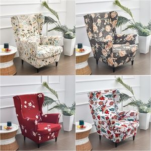 Floral Printed Wing Chair Cover Stretch Wingback Armchair s Nordic Removable Relax Sofa Slipcover Furniture Protector 220302