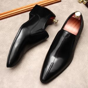 Pekade tå formella skor man äkta läder oxfords kaffe färg svart vår män italy klänning skor affärer bröllop skor man