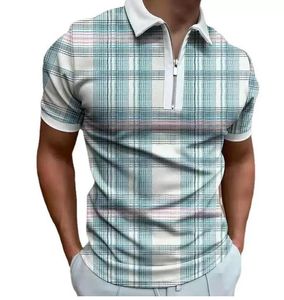 Homens Sólida Solta Zíper Masculino Social Manga Curta Polos Spotify Premium Golf Roupas Blusas Marca Casual Desligado Verão