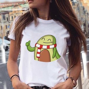 Women's T-Shirt Merry Christmas Holiday Avocado Lovely Style Trend Year Printed Tops Tee Clothes Tshirt Women Female Cartoon Graphic