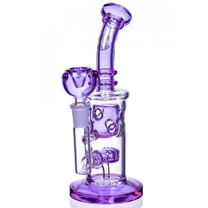 Bong in vetro Recycler Dab Rigs Bong ad acqua Narghilè Accessori per fumatori Funzione Pipa ad acqua shisha spirale perc Con ciotola da 14 mm