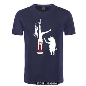 豚ライン肉屋ショップ面白いビーガンベジタリアンカルマPeta BaconメンズTシャツ夏Oネックコットントップティーシャツ210629