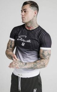 Summer Men's Fashion Striped T-shirt 3D Gradient Tide Brand Short Sleeve Street Hip Hop Clothing Sports Slim Tops