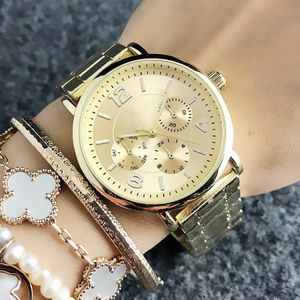 Fashion Brand wrist watch for women's Girl 3 Dials style Steel metal band quartz watches popular pretty grace durable casual gift charming
