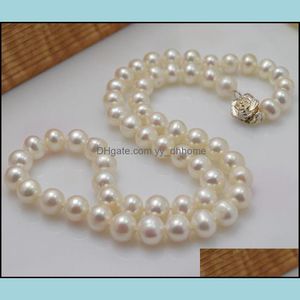 Beaded Neckor Pendants Jewelry 8-9mm White Natural Pearl Necklace 18Inch Bridal Gift Choker Drop Delivery 2021 Gxsty