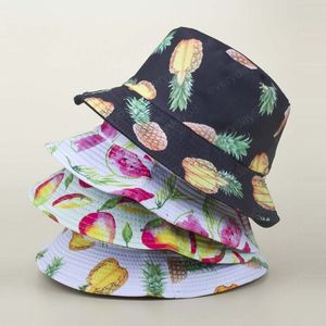 Fashion Bucket Hats For Women Double-sided Wear Fruit Printing Cap Woman Outdoor Beach Sun Caps Unisex Panama Hat
