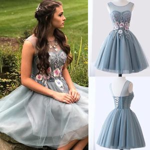 Elegant Tulle Prom Dresses With Sheer Jewel Neck Printed Pattern Beads Homecoming Dresses Custom Made Party Gown