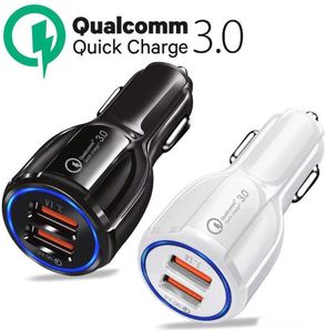 Alta qualità per Samsung Galaxy S10 S9 S8 Note 9 QC3.0 carica rapida 3.1A Caricabatteria per auto Qualcomm Quick Charge Caricatore per telefono USB doppio con sacchetto del opp