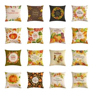 48 stilar Happy Thanksgiving Day Pillow Case Fall Decor Linne Ge tack Sofa Kasta Hem Bilkudde Skydd Sängtillbehör2I52774