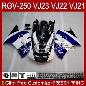 OEM Fairings för SUZUKI RGV250 SAPC VJ23 RVG250 250CC VJ 23 Cowling RGV-250CC 97 98 Bodywork 107HC.5 RGV-250 Panel RGVT-250 RGVT RGV 250 CC 1997 1998 Bodys Blue Stock Blk