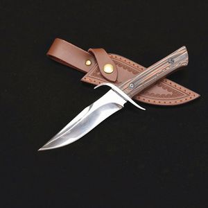 Outdoor Survival Straight Taktisches Messer D2 Spiegelpolierte Bowie-Klinge G10-Griff Feststehende Messer mit Lederscheide